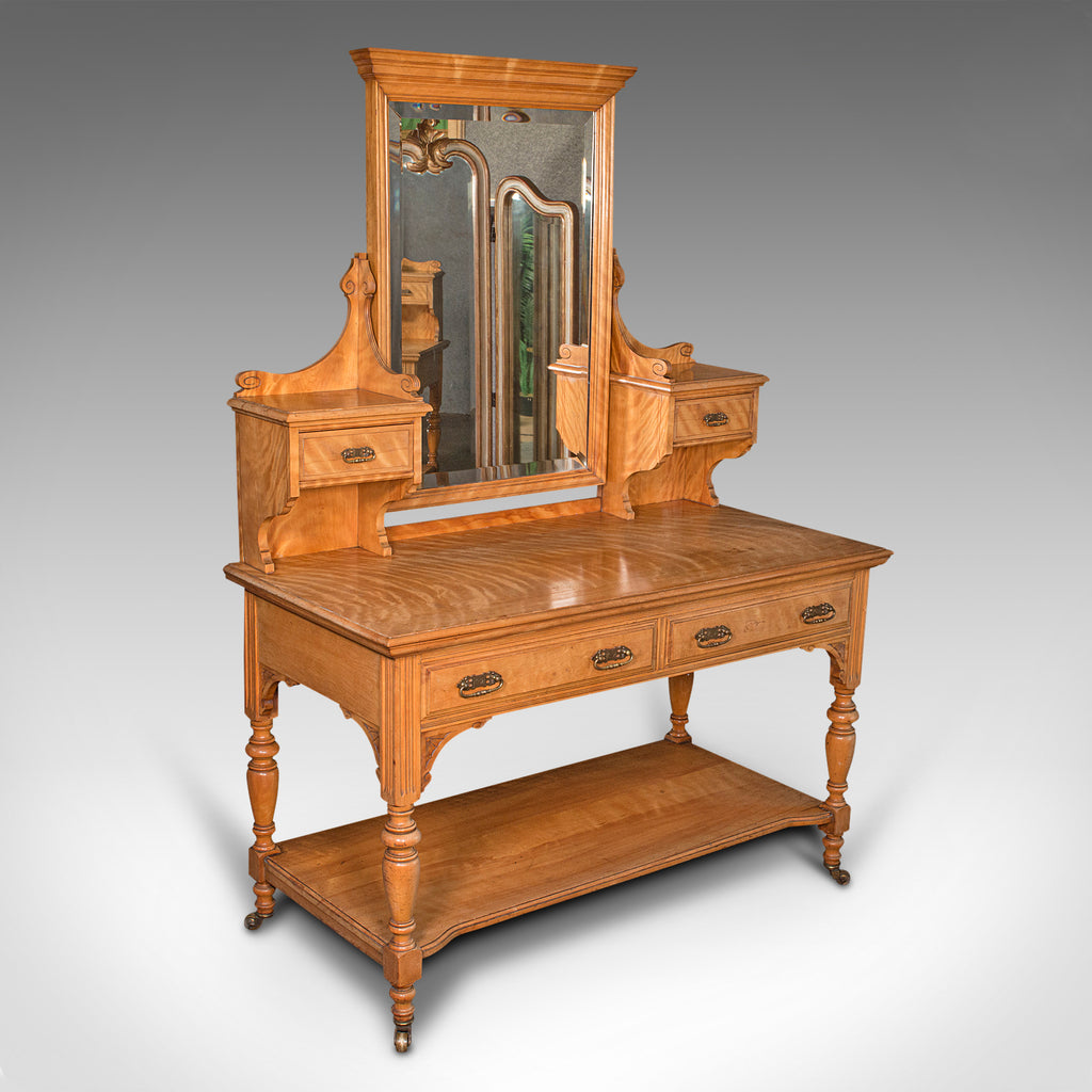 Grand Antique Dressing Table, Scottish, Satinwood, Bedroom, Vanity, Victorian