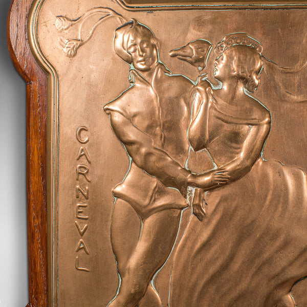 Pair Of Antique Carnival Plaques, Venetian, Bronze, Decorative, Victorian, 1900