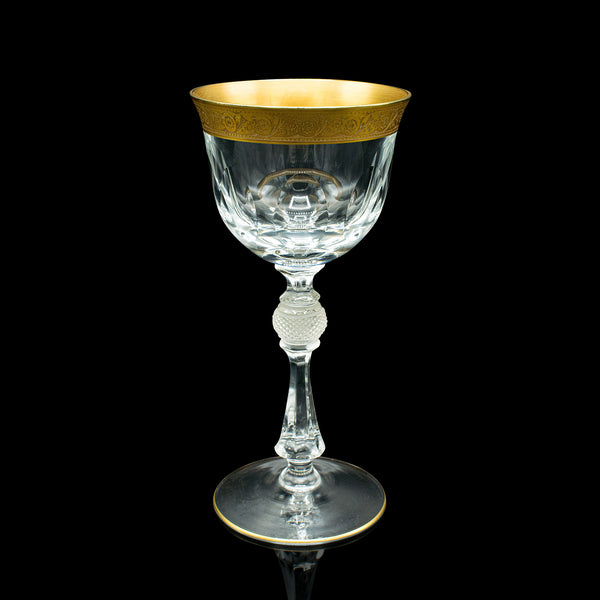 Pair Of Antique Celebratory Port Glasses, French, Gilt, Stem Glass, Art Deco