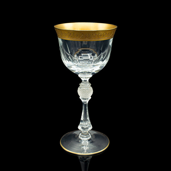 Pair Of Antique Celebratory Port Glasses, French, Gilt, Stem Glass, Art Deco