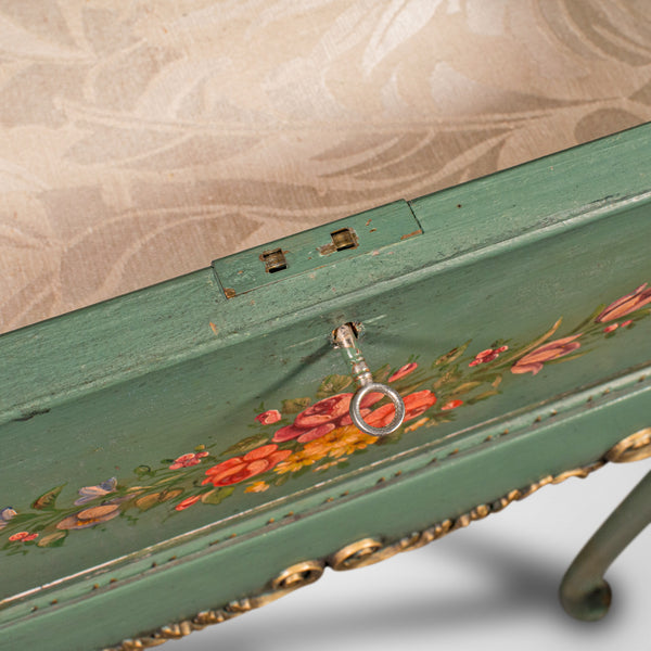 Antique Hand Painted Bijouterie Table, French, Pine, Display Cabinet, Victorian