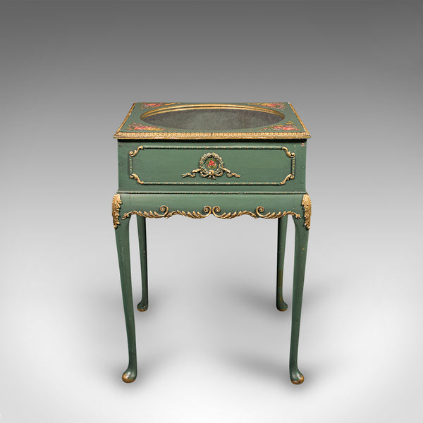 Antique Hand Painted Bijouterie Table, French, Pine, Display Cabinet, Victorian