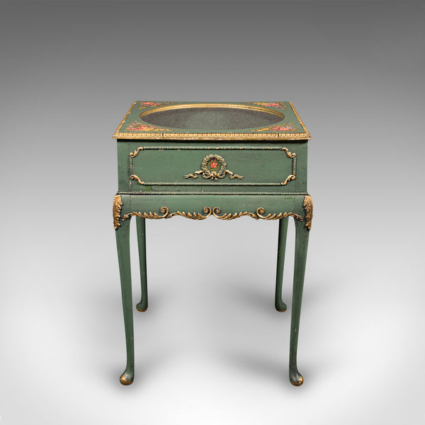 Antique Hand Painted Bijouterie Table, French, Pine, Display Cabinet, Victorian