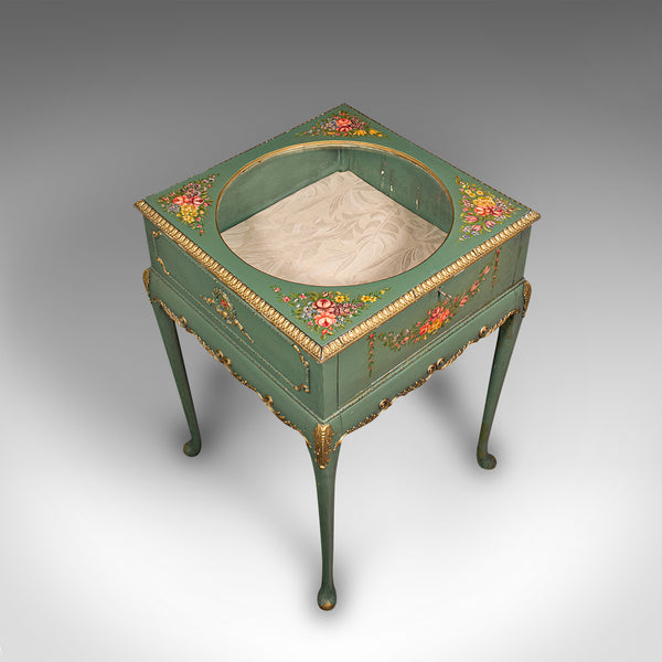 Antique Hand Painted Bijouterie Table, French, Pine, Display Cabinet, Victorian