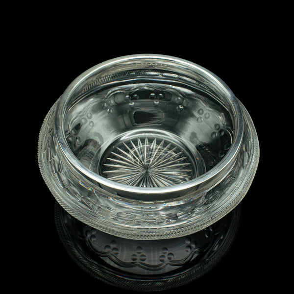 Antique Peach Bowl, English, Cut Glass, Silver Plate, Fruit, Edwardian, C.1910