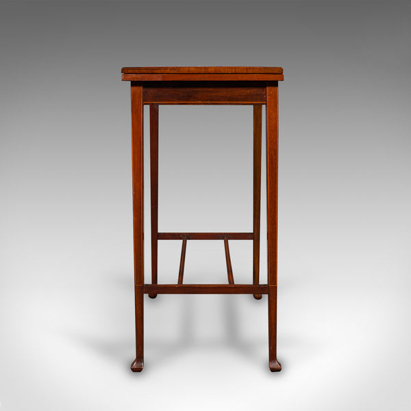 Antique Fold Over Games Table, English, Flame, Walnut, Card, Side, Edwardian