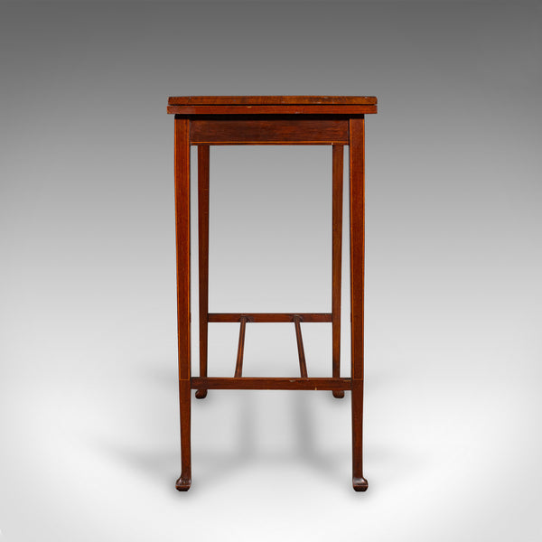 Antique Fold Over Games Table, English, Flame, Walnut, Card, Side, Edwardian