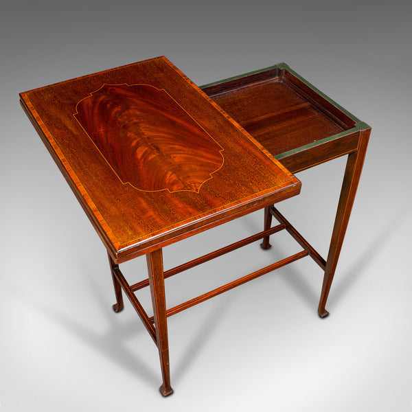 Antique Fold Over Games Table, English, Flame, Walnut, Card, Side, Edwardian