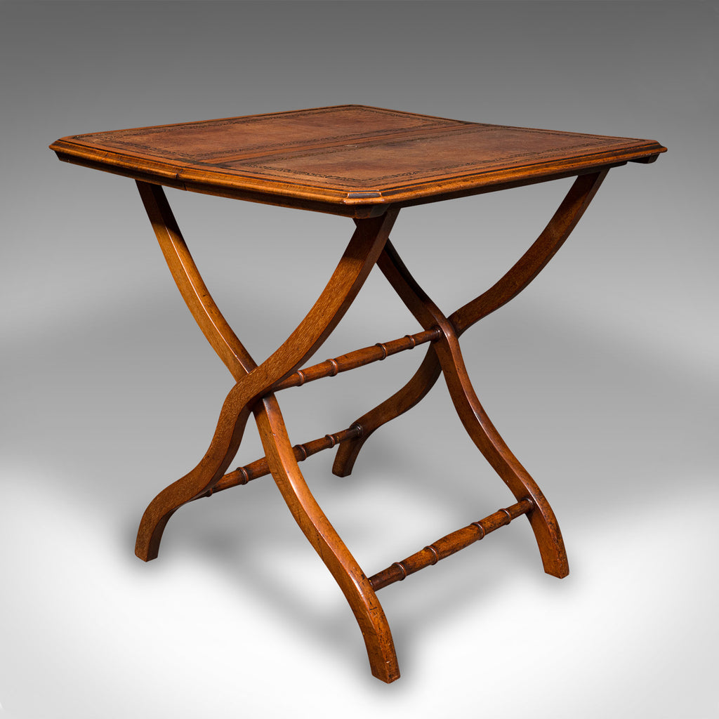 Antique Folding Writing Table, English, Walnut, Side, Serving, Victorian, C.1880