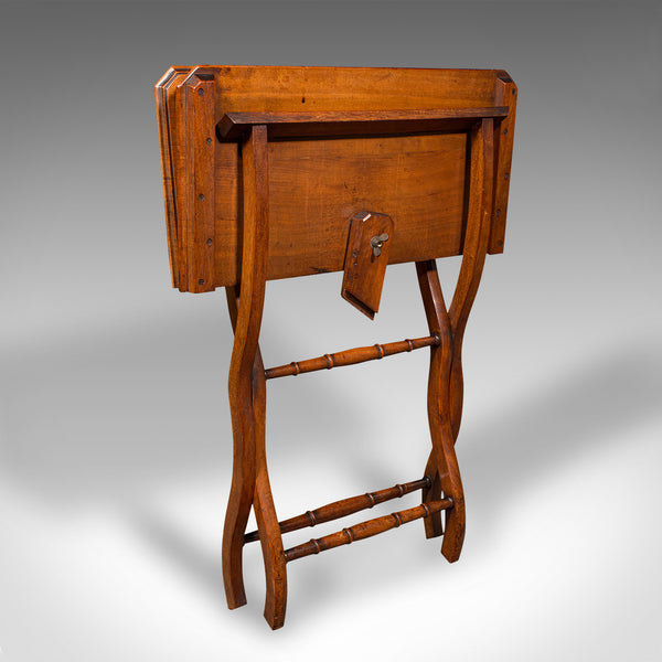 Antique Folding Writing Table, English, Walnut, Side, Serving, Victorian, C.1880