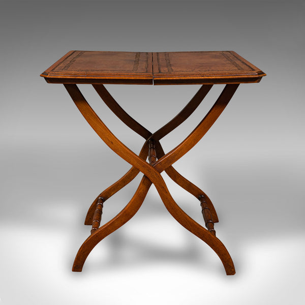 Antique Folding Writing Table, English, Walnut, Side, Serving, Victorian, C.1880