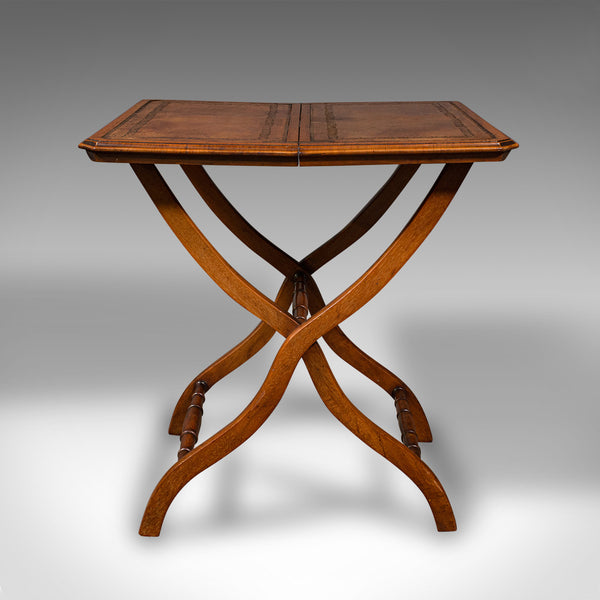Antique Folding Writing Table, English, Walnut, Side, Serving, Victorian, C.1880