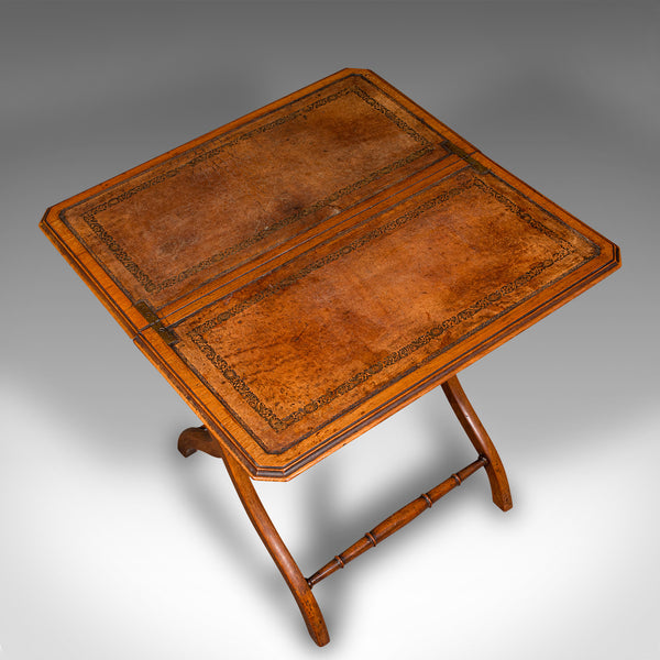 Antique Folding Writing Table, English, Walnut, Side, Serving, Victorian, C.1880