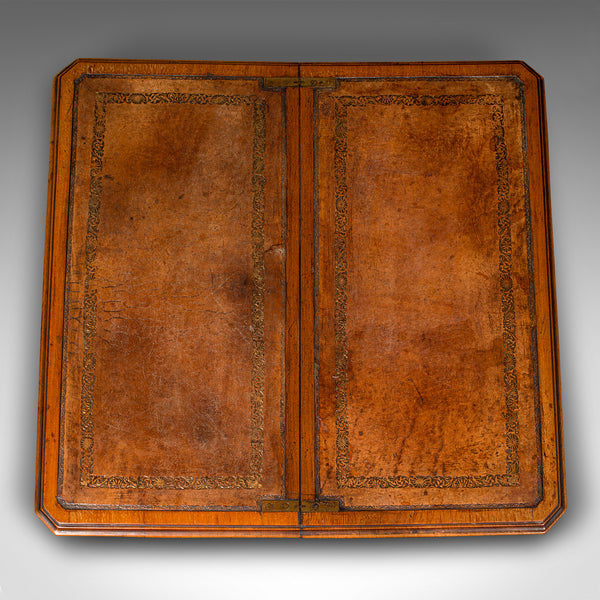 Antique Folding Writing Table, English, Walnut, Side, Serving, Victorian, C.1880