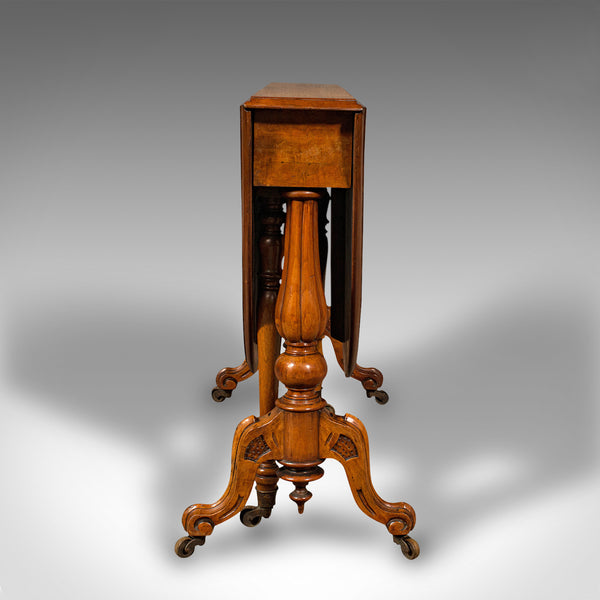 Antique Sutherland Table, English, Burr Walnut, Oval, Occasional, Victorian