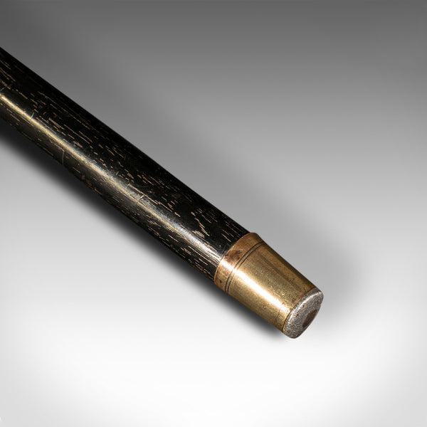 Antique Gentleman's Walking Stick, English, Ebonised, Horn, Victorian, C.1850