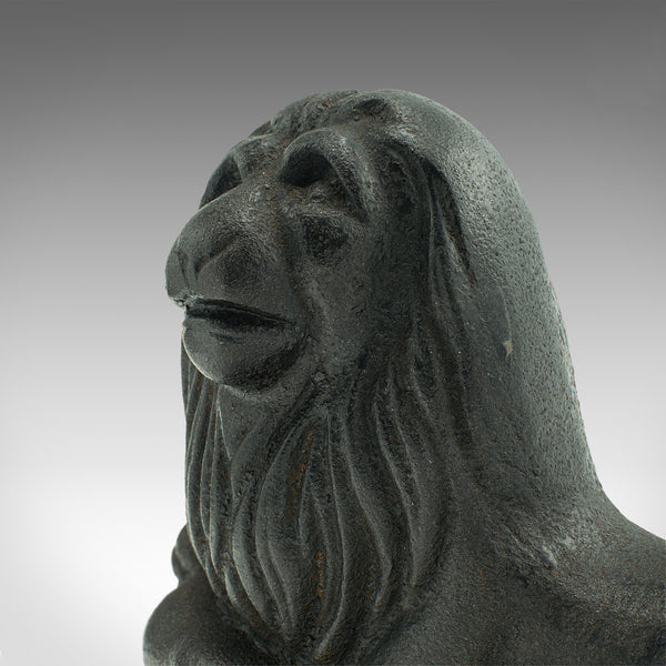 Pair Of Antique Lion Bookends, English, Cast Iron, Decor, Book Rest, Victorian