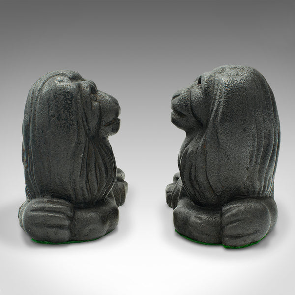 Pair Of Antique Lion Bookends, English, Cast Iron, Decor, Book Rest, Victorian
