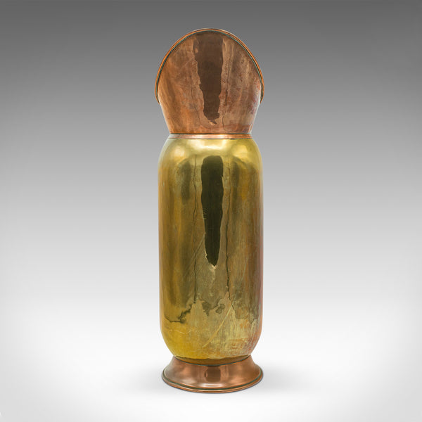 Tall Antique Pouring Jug, English, Brass, Copper, Ewer, Stem Vase, Victorian