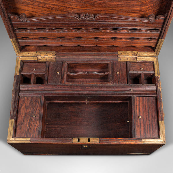 Antique Campaign Correspondence Box, Indian, Colonial Writing Case, Victorian