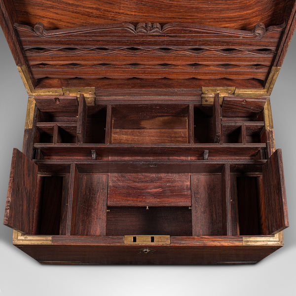 Antique Campaign Correspondence Box, Indian, Colonial Writing Case, Victorian