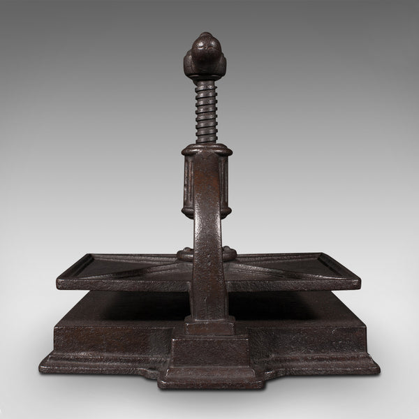 Antique Tabletop Press, English, Cast Iron, Rotary, Flower Pressing, Victorian