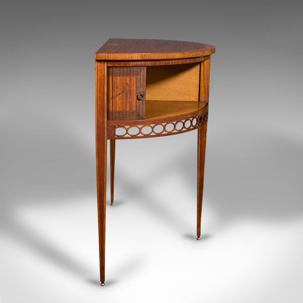 Antique Demi Lune Crystal Cabinet, English, Table, Georgian Revival, Victorian