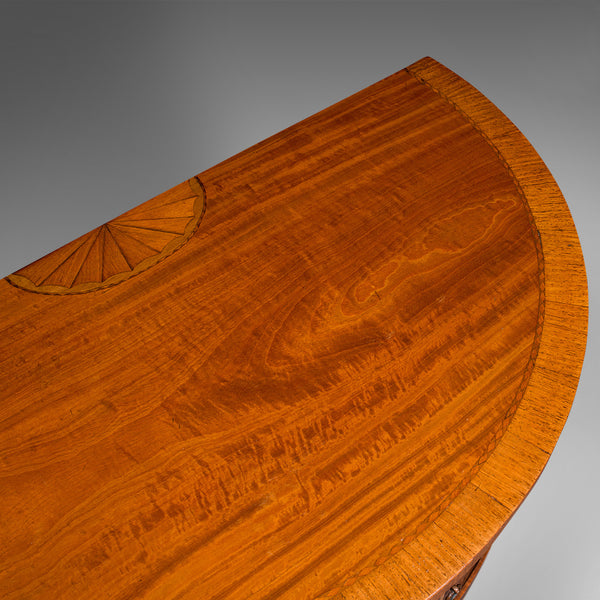 Antique Demi Lune Crystal Cabinet, English, Table, Georgian Revival, Victorian