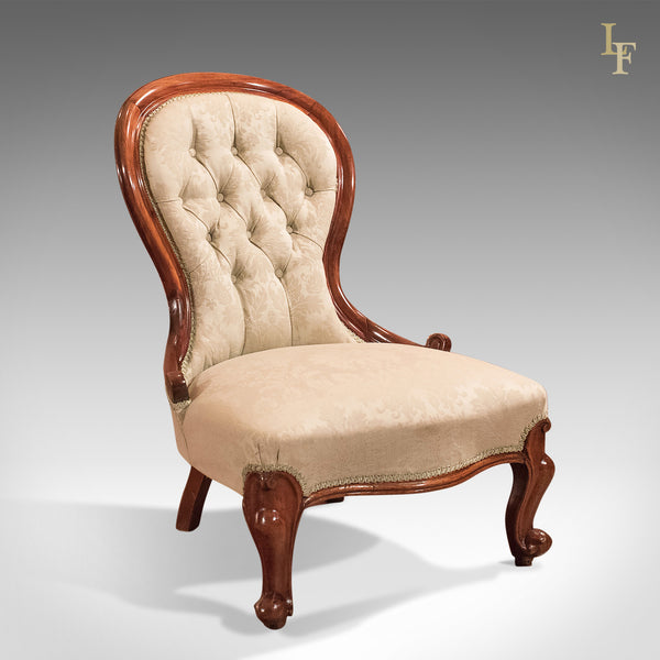 Antique Salon Chair, Victorian Button Back c.1840 - London Fine Antiques