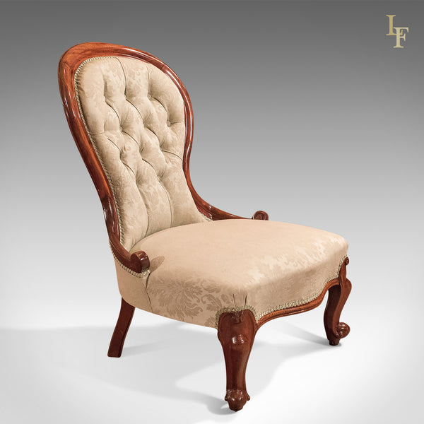 Antique Salon Chair, Victorian Button Back c.1840 - London Fine Antiques