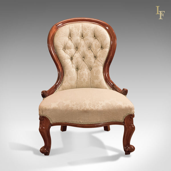 Antique Salon Chair, Victorian Button Back c.1840 - London Fine Antiques