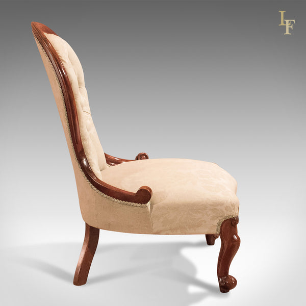 Antique Salon Chair, Victorian Button Back c.1840 - London Fine Antiques