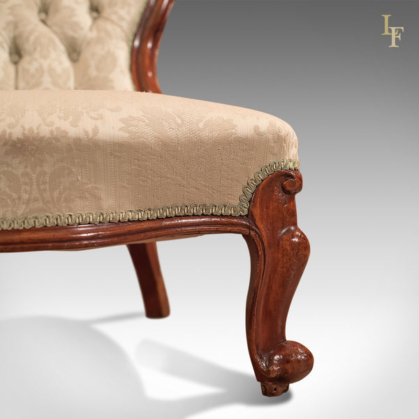 Antique Salon Chair, Victorian Button Back c.1840 - London Fine Antiques
