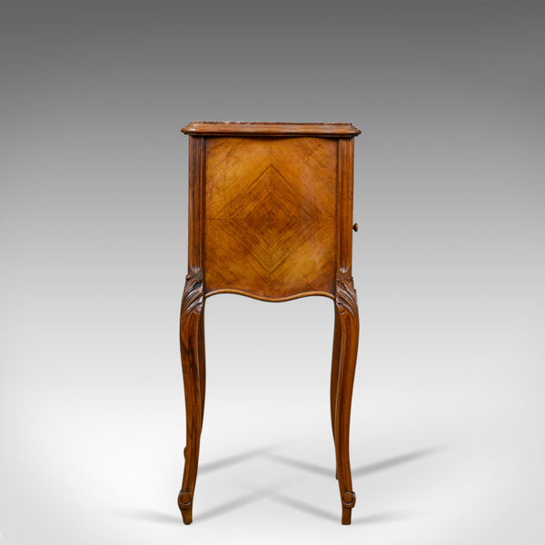 Antique French Bedside Cabinet, Edwardian, Walnut, Marble, Pot Cupboard, c.1910 - London Fine Antiques