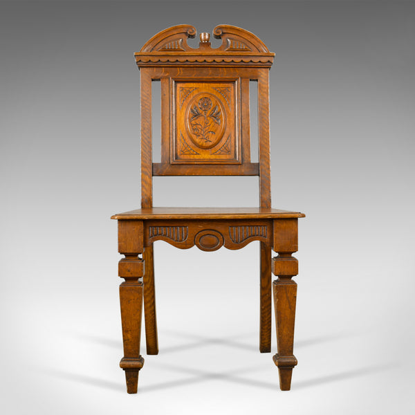 Antique Hall Chair, Oak, Scottish, Victorian, Side, 19th Century, Circa 1870 - London Fine Antiques