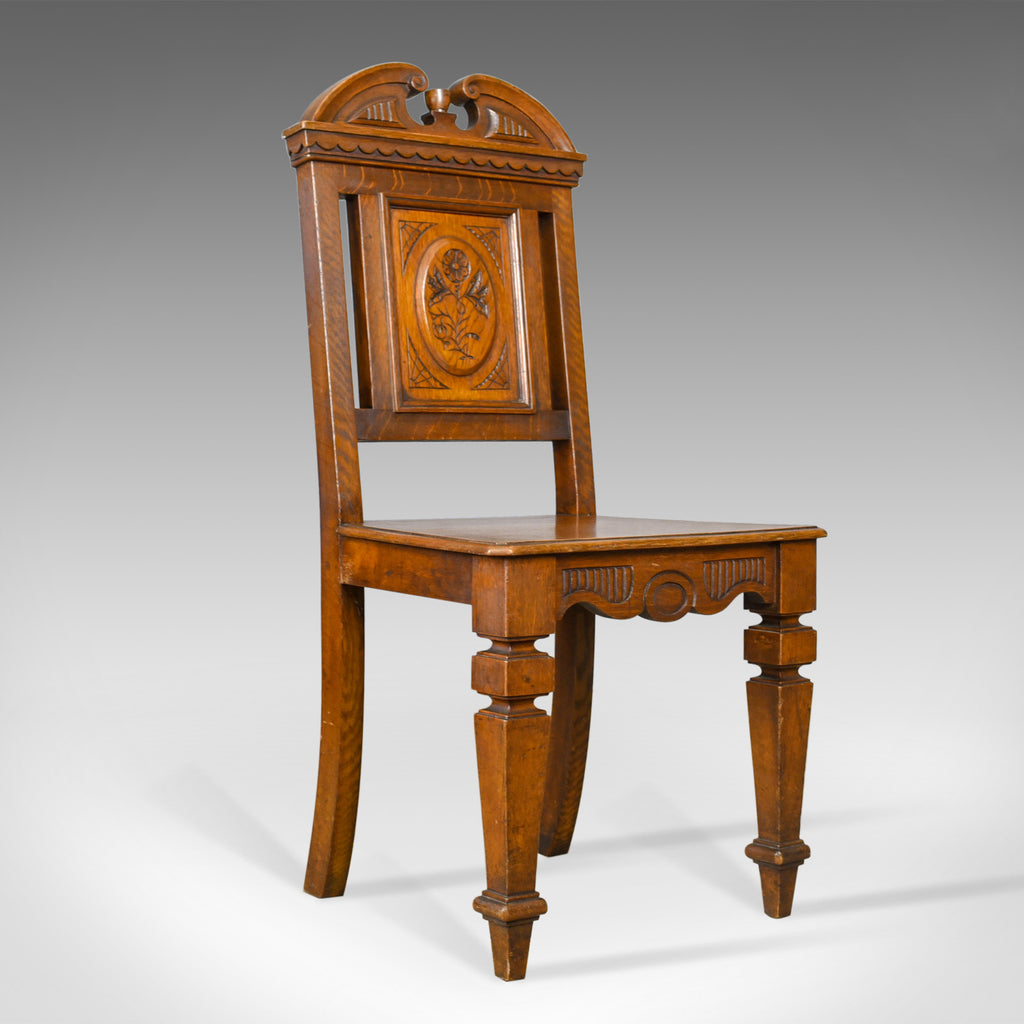 Antique Hall Chair, Oak, Scottish, Victorian, Side, 19th Century, Circa 1870 - London Fine Antiques