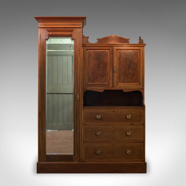 Antique Mirrored Wardrobe, English, Edwardian, Mahogany, Compactum, Circa 1910 - London Fine Antiques