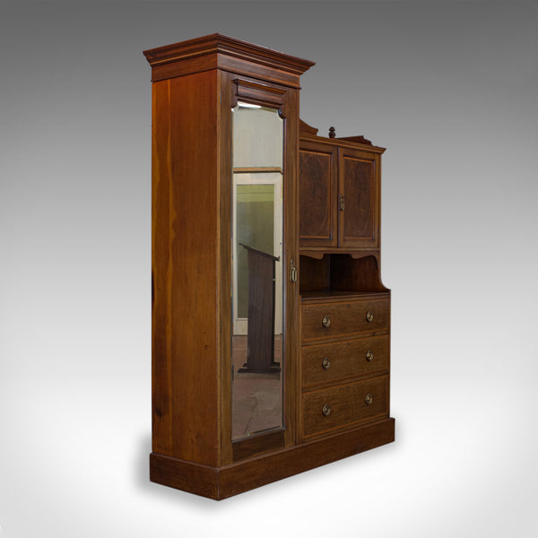 Antique Mirrored Wardrobe, English, Edwardian, Mahogany, Compactum, Circa 1910 - London Fine Antiques
