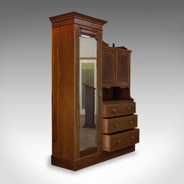 Antique Mirrored Wardrobe, English, Edwardian, Mahogany, Compactum, Circa 1910 - London Fine Antiques