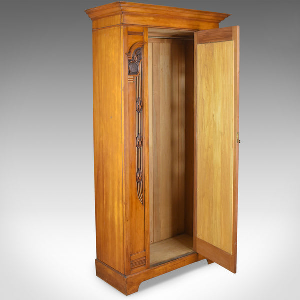 Antique Single Wardrobe, Satinwood, English, Compactum, Art Nouveau Circa 1920 - London Fine Antiques