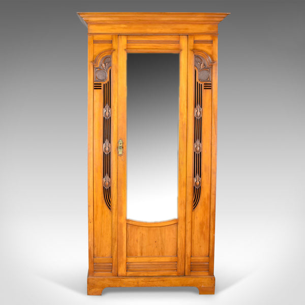 Antique Single Wardrobe, Satinwood, English, Compactum, Art Nouveau Circa 1920 - London Fine Antiques