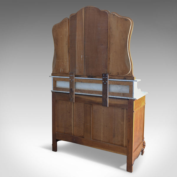 Antique Vanity Chest of Drawers, French, Marble Top, Mirror Back, Mahogany c1880 - London Fine Antiques