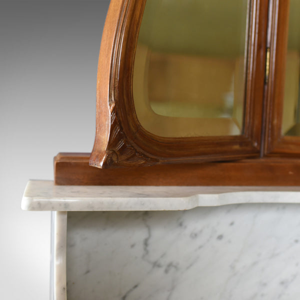 Antique Vanity Chest of Drawers, French, Marble Top, Mirror Back, Mahogany c1880 - London Fine Antiques