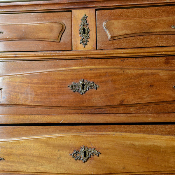 Antique Vanity Chest of Drawers, French, Marble Top, Mirror Back, Mahogany c1880 - London Fine Antiques