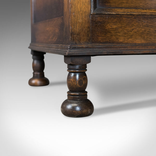 Antique Wardrobe, English Oak Mirror Door Compactum Gothic Overtones Circa 1910 - London Fine Antiques