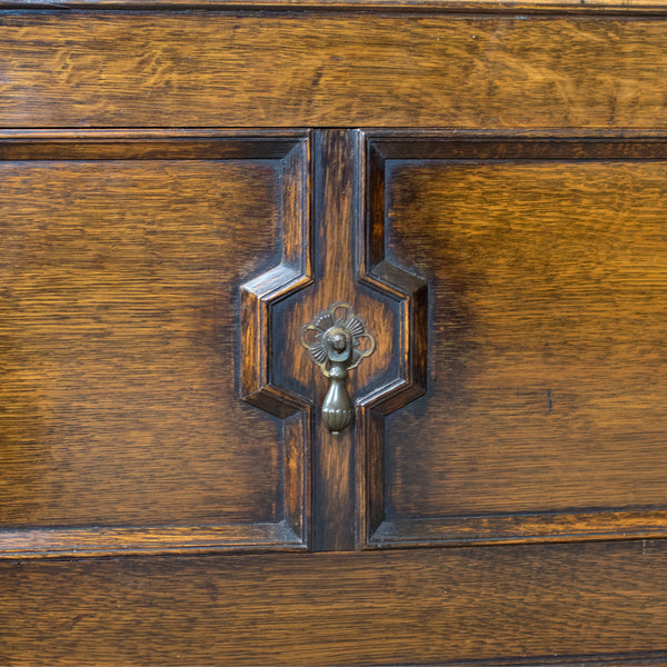Antique Wardrobe, English Oak Mirror Door Compactum Gothic Overtones Circa 1910 - London Fine Antiques