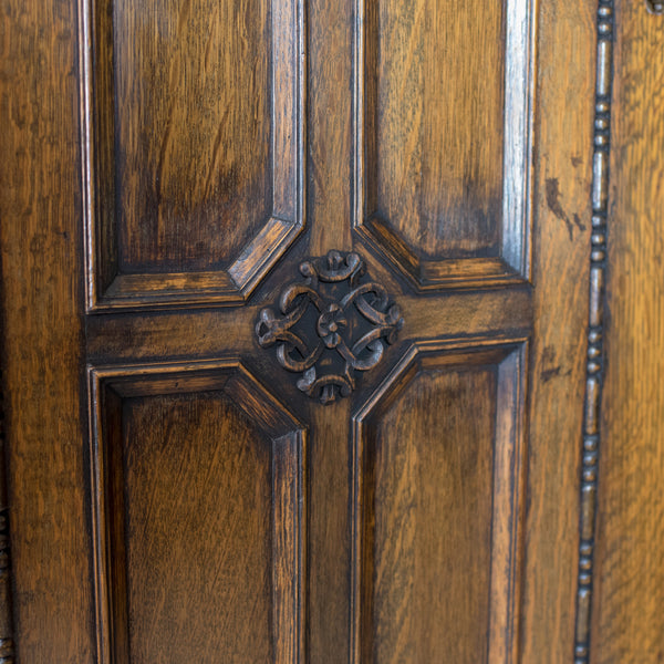 Antique Wardrobe, English Oak Mirror Door Compactum Gothic Overtones Circa 1910 - London Fine Antiques