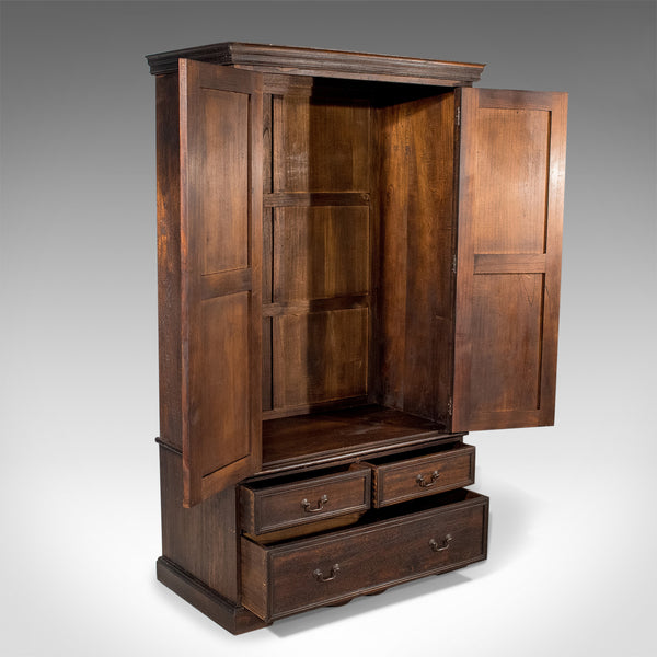 Dark Stained Mahogany Wardrobe, Late 20th Century - London Fine Antiques