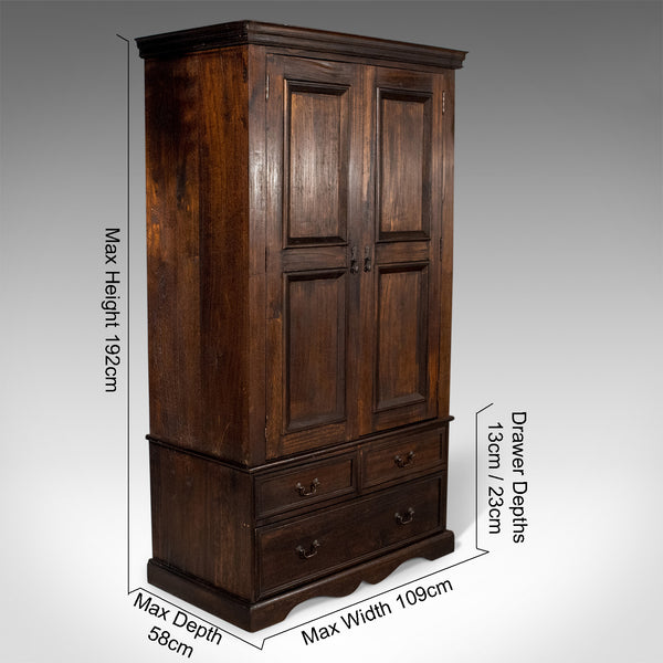 Dark Stained Mahogany Wardrobe, Late 20th Century - London Fine Antiques