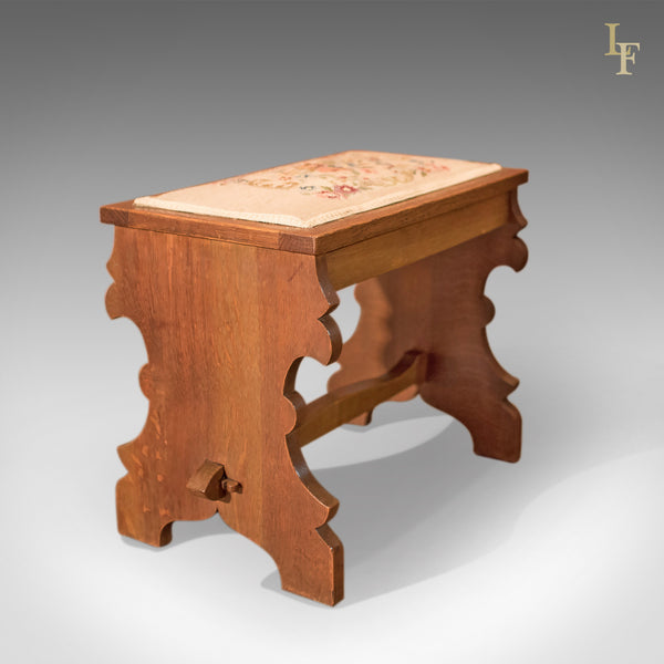 Antique Stool, Edwardian Oak Bench c.1910 - London Fine Antiques
